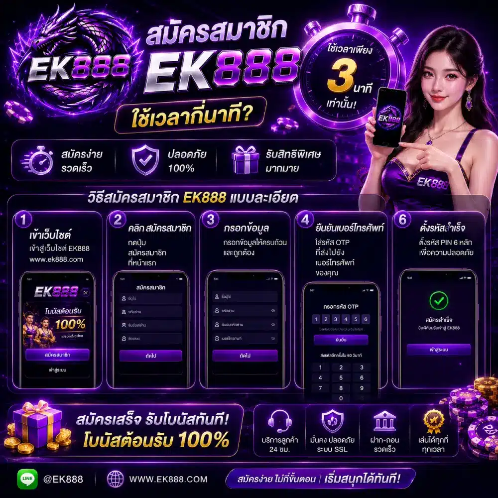 ทำรูปสมัครสมาชิก EK888 ในกี่นาที